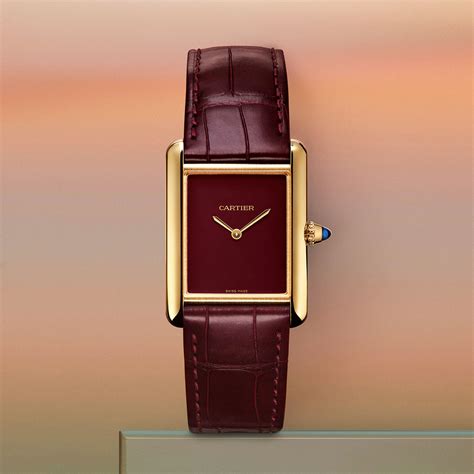 cartier red watch|cartier watch red leather strap.